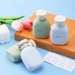 3.4 oz Plastic Kleine Reisshampoo Flessen, 4-Pack Lege Hervulbare Lekvrije Knijpflessen met Draaikoppeling voor Toiletartikelen Conditioner Lotion Crèmes Lichaamswas, Inclusief Etiketten (Groen, Blauw — thumbnail 3