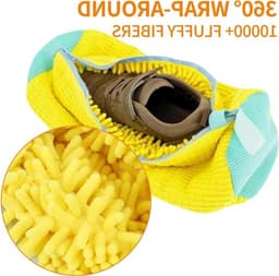 Dikke Wasmachine Tas voor Ondergoed, Herbruikbare Waszak, Bescherming voor Schoenen en Sokken met Rits, Geel — thumbnail 3