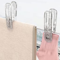 Wasknijpers - Kledingklemmen Handdoekclips - Kleding Drogen - Winddicht Versterkt - 10 stuks - Transparant — thumbnail 2