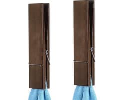 Houten Wasknijpers - Grote Clips - Handdoeken Organiseren - Sterk Veermechanisme - 30 cm - Houtkleur