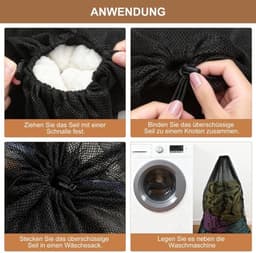 Wasnet XXL - 2 stuks - 70 x 90 cm - Fijnmazig - Waszak voor Kleding - Waszak voor Beddengoed - Met Trekkoord en Haken — thumbnail 3