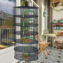 Opvouwbaar droognet, 6-laags droognet, Geschikt voor het drogen van kruiden, fruit, groenten en hangende vis. Gaas, zwart. — thumbnail 2