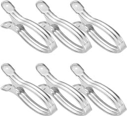 Wasknijpers Sterk - Metalen Klemmen - Kleding Ophangen - Roestvrij Staal - 6 Stuks - Zilver — thumbnail 1