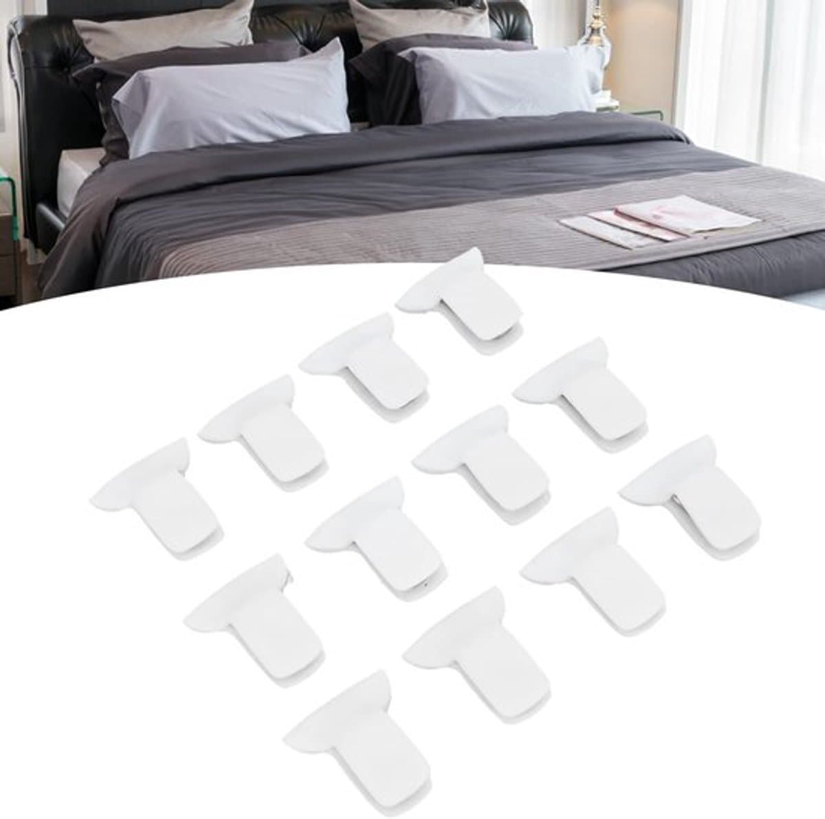 Dekbedclips voor Dikke Dekbed - 12 Stuks - Dekbedbevestigingsclips - Lakenbevestigingsclip - Beddengoedaccessoires - Lichtgewicht en Praktisch - Beddengoedclips — afbeelding 1