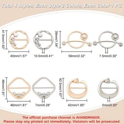 T-shirt-clips - Kledingklemmen - Elegante parels - Gemengde kleuren - Decoratieve clips - Voor sjaals en kleding - 8 stuks — thumbnail 4