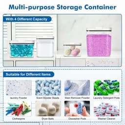 Dailygoods - 4 Stuks Wasmiddelopslag met Maatbekers - Plastic Opbergdoos voor Wasmiddel — thumbnail 4
