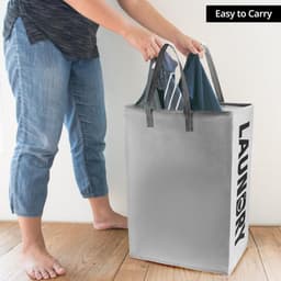 SnelShoppen - 2 Stuks 75L Vouwbare Wasmanden met Verstevigde Handvatten, Duurzaam Canvas, Waterdicht, Ideaal voor Badkamer, Woonkamer, Kamperen — thumbnail 3