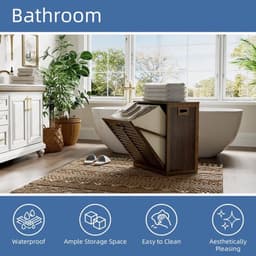Dailygoods- Wasmandkast 63 Liter - Verwijderbare Waszak - Metalen Handgreep - Kantelbaar - Multifunctioneel - Geschikt voor Keuken/Badkamer - Opbergkast — thumbnail 4