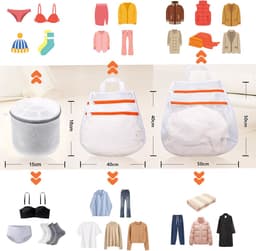 Wasmachine Waszak Set 3-delig - Dubbele Rits Wasnetten - Honingraat Waszak voor Delicate Kleding - BH Waszak en Kleding Beschermzakken - Polyester — thumbnail 2