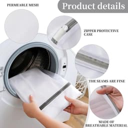 Dailygoods - set van 4 waszakken voor delicate was 30x40 cm en 40x50 cm – herbruikbare wasnetten met ritssluiting – voor lingerie, ondergoed, sokken en fijne kleding — thumbnail 4