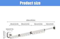 Dailygoods- Droogrek intrekbaar - Kledingrek met zuignap - Opvouwbare kledingstang - Handdoekhouder - Voor balkon/badkamer - Melkwit 3-weg — thumbnail 2