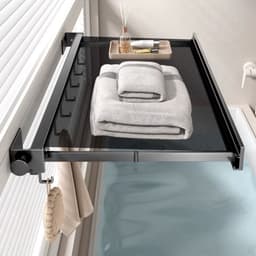 Uitschuifbare Inklapbare Wanddroogrek-Opvouwbaar Droognet-Wasrek van Ruimte Aluminium-Badkamer Balkon Slaapkamer-Kleding Droogrek-49/60cm-Gun Grey-6 Haken — thumbnail 5