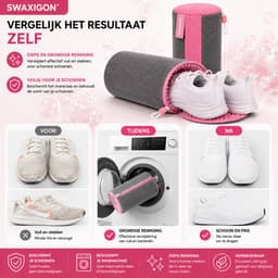 Schoenwaszak - Waszak voor schoenen - Herbruikbaar - Wasmachine&Droger - voor Sneakers en Tennisschoenen- Grijs/Pink — thumbnail 4
