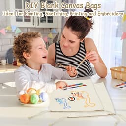 Dailygoods- Canvastassen Set van 2 - Herbruikbare Opbergtas - Trekkoordsluiting - Lichtgewicht en Draagbaar - Wasbaar en Ademend Katoen - Ideaal voor Dagelijks Gebruik — thumbnail 2