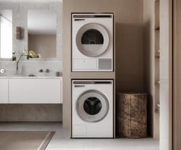 Wasmachinekast - Droger meubel - Ruimte besparen - Uittrekbaar werkblad - 187 x 65 cm - Cappuccino — thumbnail 3