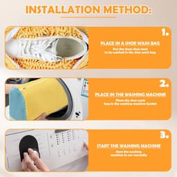 Dailygoods - Set van 2 waszakken voor schoenen, wasmachine, schoenentas met 360° reinigingsdons, 4 stofzakken, herbruikbaar, pluisvrij, waszak voor sportschoenen (grijs) — thumbnail 3