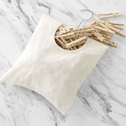 Wasknijperzak met haak - Mandtas organizer - Wasknijpers opbergen - Grote opening - 31 x 26 cm - Beige — thumbnail 3