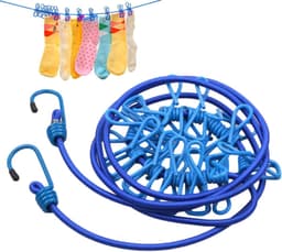 Draagbare Waslijn - Kampeer Waslijn - Kleding Drogen - Met 12 Klemmen - 380 cm - Zwart — thumbnail 1