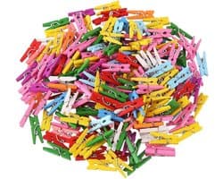 Mini knijpers - 200 stuks - 2,5 cm - Kleine houten mini knijpers - Knijpertjes - Fotoknijpers - Geboorte wasknijpers - Kaartknijpers - Decoratie Clips - Fotohouder - Kerstkaart hangers - Polaroid - Knijper om foto's aan op te hangen - Veelkleurig