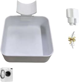 Lekbak wasmachine - Lekbak - 4-delige Set - Inclusief Universele Watergeleider, Reinigingsborstel en Bevestigingsmoer - Wit — thumbnail 1