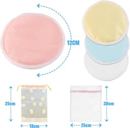 SnelShoppen - Set van 4 Wasbare Herbruikbare Bamboe Borstvoeding Inleggers - Hoog Absorberend met Opbergzak en Waszak - 12 cm - Zacht en Veilig voor B — thumbnail 5