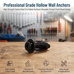20 Stuks Holle Metalen Holteankers, M5 x 25 mm Holtepluggen met Schroeven, Jack Nuts Petal Moeren, Expansie Moer, Bloembladmoeren, voor Deurwand, Aluminiumplaat, Ijzeren Plaat, Houten Plank, Zwart — thumbnail 5