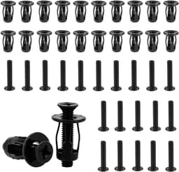 20 Stuks Holle Metalen Holteankers, M5 x 25 mm Holtepluggen met Schroeven, Jack Nuts Petal Moeren, Expansie Moer, Bloembladmoeren, voor Deurwand, Aluminiumplaat, Ijzeren Plaat, Houten Plank, Zwart — thumbnail 1