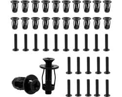 20 Stuks Holle Metalen Holteankers, M5 x 25 mm Holtepluggen met Schroeven, Jack Nuts Petal Moeren, Expansie Moer, Bloembladmoeren, voor Deurwand, Aluminiumplaat, Ijzeren Plaat, Houten Plank, Zwart