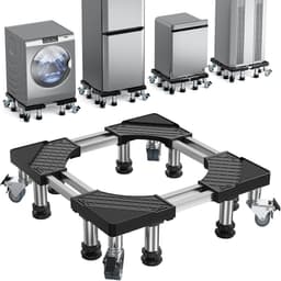 Wasmachine verhoger - Zwart - 54,5-67 cm verstelbaar - Roestvrijstalen Onderstel met Wielen en Poten - Voor Zware Huishoudelijke Apparaten — thumbnail 1