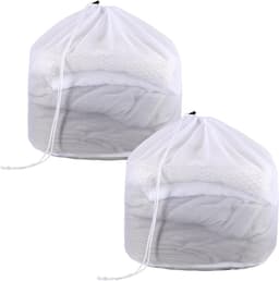 Wasnetjes met ritssluiting - Wit - 50 x 60 cm - Polyester waszak met trekkoord - Voor wassen en beschermen van kleding — thumbnail 1