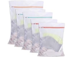 Wasnetjes met ritssluiting - Wit - 30 x 40 cm - Polyester waszak met antislip ritssluiting - Voor kledingbescherming