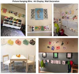 5 meter lange wandgordijnroede - waslijndraad - roestvrijstalen ophangdraad voor foto's en kunstwerken - gordijnspandraad - multifunctionele organizer voor knutselspullen — thumbnail 4