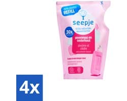4 x Seepje - Wasverzachter - Duurzaam & Frisse Geur - Navulling - Pioenroos en Cederhout - 30 Wasbeurten - 750 ml - Wasverzachter - Wasmiddel - Natuurlijke Wasverzachter - Biologische Wasverzachter - Duurzame Wasverzachter