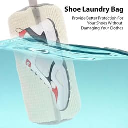 Set van 2 Schoenwaszakken - Wasmachine - 39 x 19 cm - Schoenentas - Waszak met Rits - Herbruikbare Schoenen - Waszak voor Schoenpoetsen - 2 Stuks - Wit — thumbnail 4