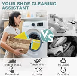 2 Stuks Waszak Schoenen - Schoenwaszak voor Wasmachine - Wasnet voor Schoenen - Waszakken voor Sneakers - Met Rits en Hangende Ring – 360° Uitgebreide Reiniging - Schoenwaszak voor Sport, Witte Schoenen — thumbnail 5