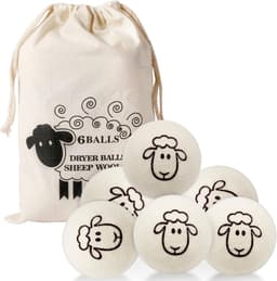 SnelShoppen - Verpakking met 6 Wollen Drogerballen 7 cm - Bespaar Energiedroogtijd - Ideaal voor Kleding en Donsjassen - Personaliseerbare Geur met Et — thumbnail 1