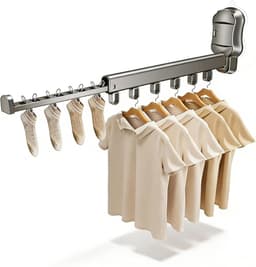 YAGXIG Wanddroogrek met zuignappen - Uitschuifbaar - Geschikt voor balkons, wasruimtes, badkamers en slaapkamers. — thumbnail 1