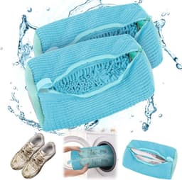 Schoenwaszak voor de wasmachine, 2 stuks, beschermt schoenen en wasmachine, ideaal voor sneakers en sportieve schoenen, 360 graden reiniging — thumbnail 1