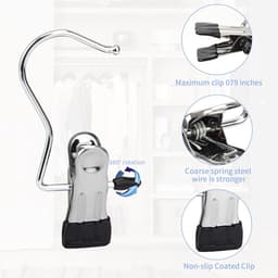 Wasknijpers, roestvrij staal, washaken, antislip, kleerhanger-clip, 360 graden draaibaar, laarsknijpers, laarzen, hangers, metalen klemmen voor broeken, schoenen, handdoek (zwart) — thumbnail 4