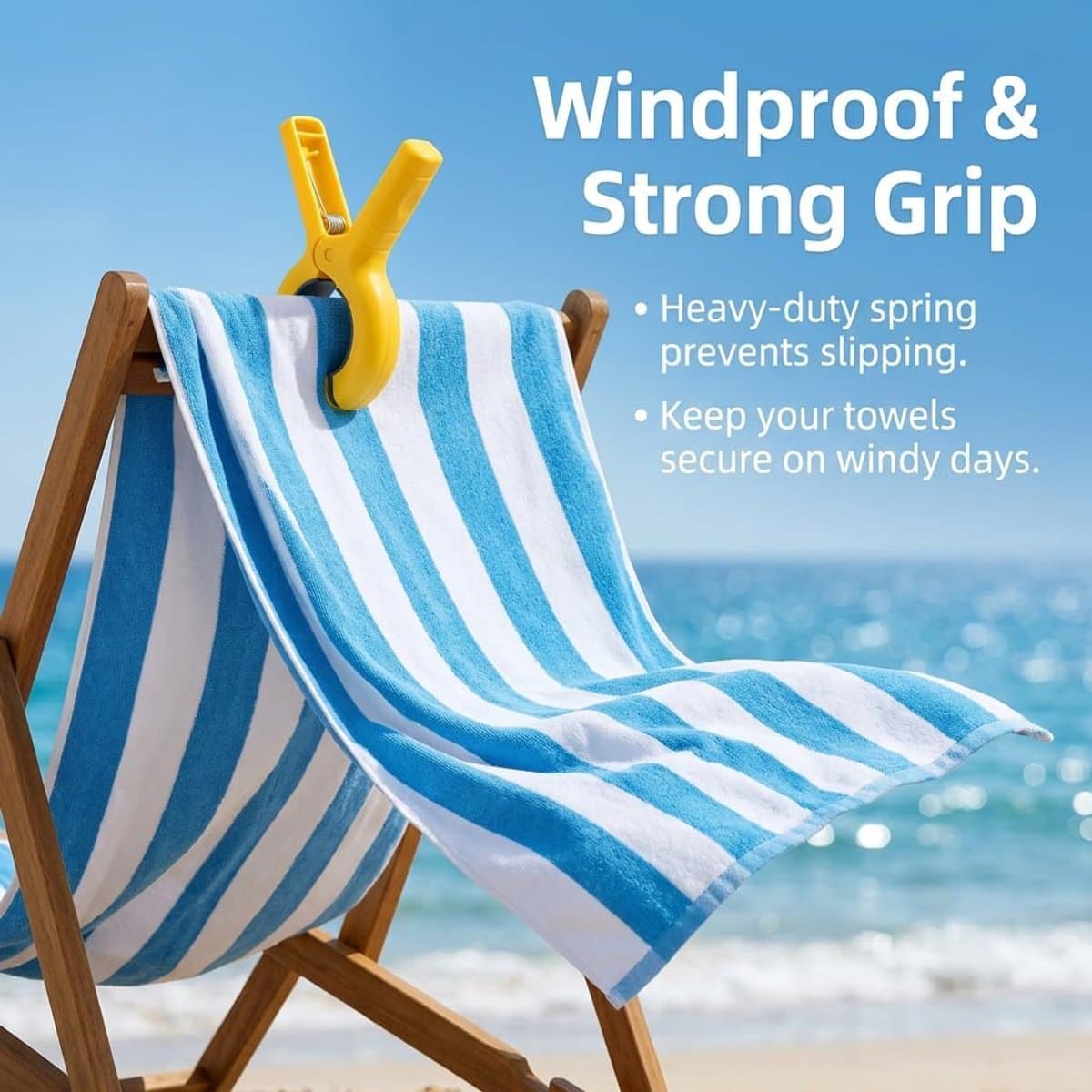 Wasknijpers, kleurrijke handdoekklemmen voor strandstoelen, winddichte strandhanddoekclips, stabiele handdoekclips voor ligstoelen, badhanddoek, kleding, 4 kleuren — afbeelding 1