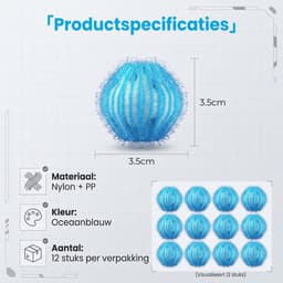 Drogerballen-Wasballen voor wasmachine- 12 stuks -Drogerballen voor wasdrogers- Anti haar - Antistatisch, Natuurlijke Wasverzachter — thumbnail 5