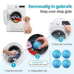 Drogerballen-Wasballen voor wasmachine- 12 stuks -Drogerballen voor wasdrogers- Anti haar - Antistatisch, Natuurlijke Wasverzachter — thumbnail 2