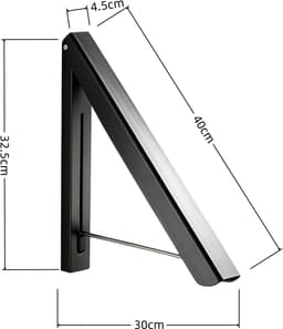 1 stuk - wandgemonteerd klein wasdroogrek - boorloos opvouwbaar kledingrek - ruimtealuminiumn - wandmontage verborgen droogrek voor balkon en hotel - zwart — thumbnail 2