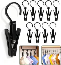 10 stuks - Droogklem - Wasklem - Drooghaak - met 360 graden draaihaak - Sokkenhouder - Robuuste en duurzame plastic kledingklem - Multifunctioneel - Draagbare antislip plastic kledinghouder - Zwart — thumbnail 2