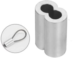 Draadkabel 50 Stuks - Aluminium Kabeldraad - Zilveren Krimpring-Hulsklem - Geschikt voor Hondentouw/Waslijn - Diameter 8 mm - Laag Gewicht/Hoge Prestaties - Staaldraad — thumbnail 1