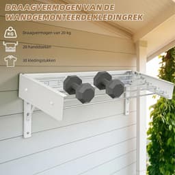 Drying rack, wall mounted carbon steel, 60 cm, extendable clothesline with 4 hooks, load capacity 25 kg, space-saving - ShopVlot — thumbnail 3