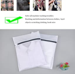 Thijox - Waszakken 2 stuks, herbruikbaar wasnet 50 x 60 cm, vuilafstotend polyester waszak voor blouse, ondergoed, lingerie, schoenen, fijnmazig en ad — thumbnail 1