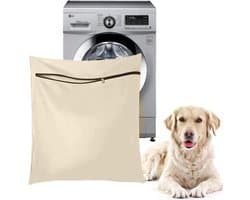 Waszakken voor huisdieren - Waszakken van twill polyester - Grote waszakken met rits - Voorkomt dat waszakken verstopt raken door dierenhaar - wasmachine, 70 x80 cm，waszak voor huisdieren voor honden, katten en konijnen (Khaki)- L