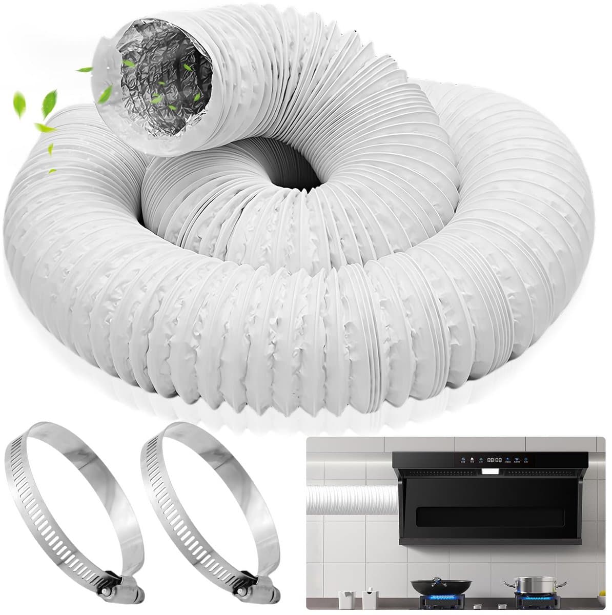 Afvoerslang Ø 150 mm lengte 6 m flexibel pvc aluminium buis airconditioning ventilatieslang flexibele slang aluminium voor mobiele airconditioning wasdroger afzuigkap droger — afbeelding 1
