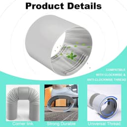 Afvoerslang adapter 150mm - koppeling voor airconditioners - slangadapter voor airconditioners - voor airconditioners, ventilatie, verwarming, keuken, badkamer, droger — thumbnail 4